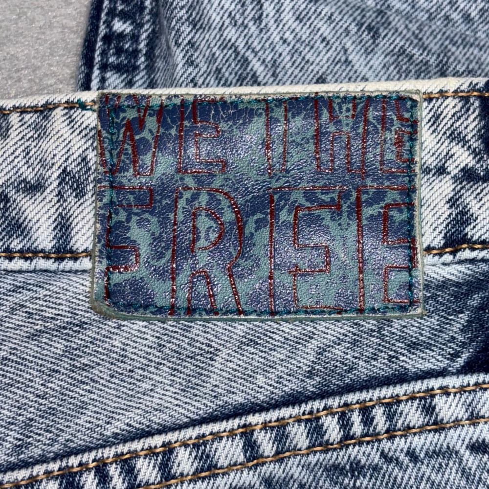 We The Free Jeans Womens 27 Blue Acid‎ Wash High Rise Distressed Tapered Denim - Picture 10 of 16